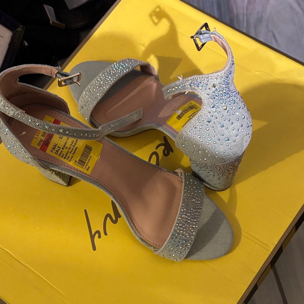 Stylish Silver Ankle Strap Heels 3.5